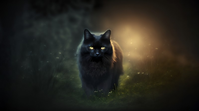 AI Art, Black, Cats, Simple Background Wallpaper