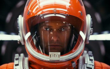 AI Art, Space, Science Fiction, Astronaut, Red, Helmet Wallpaper