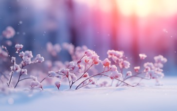 AI Art, Winter, Snow, Seasons, Plants, Flowers Wallpaper