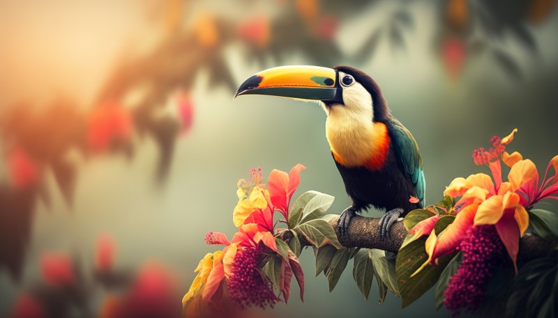 AI Art, Birds, Animals, Nature, Flowers Wallpaper