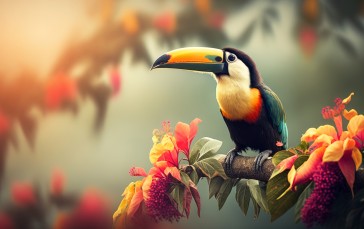 AI Art, Birds, Animals, Nature, Flowers Wallpaper