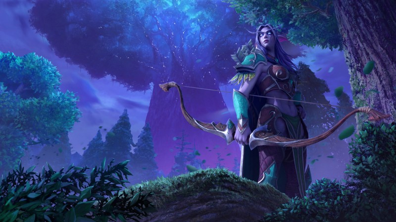 Warcraft, Night Elves, Archer, Night, Forest, Video Games Wallpaper