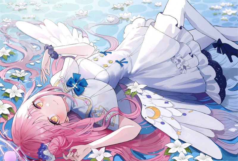 Anime, Anime Girls, Blue Archive, Misono Mika, Lying Down, Lying on Back Wallpaper