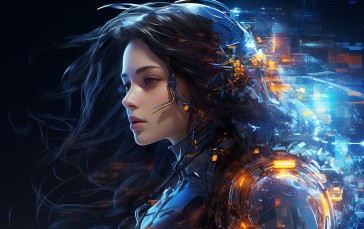 AI Art, Women, Robot, Machine, Cyber, Cybernetics Wallpaper