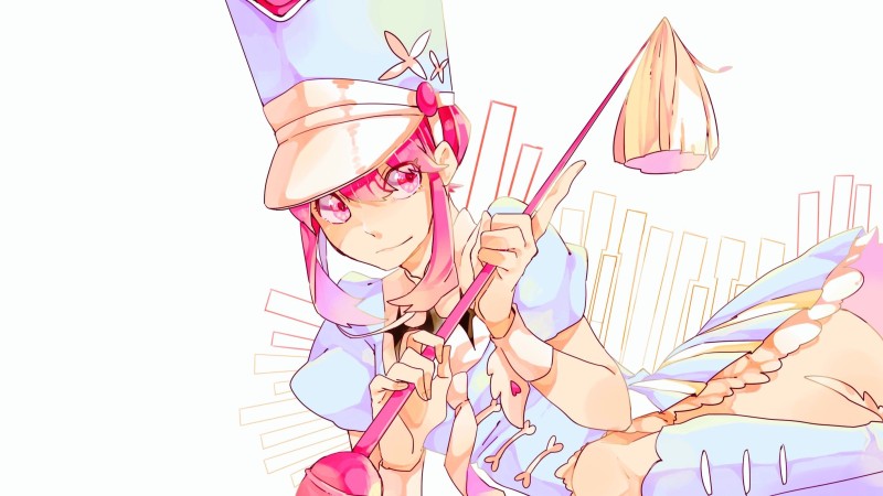Long Hair, Jakuzure Nonon, Pink Hair, Hat, Bangs, Baton (weapon) Wallpaper