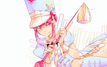 Long Hair, Jakuzure Nonon, Pink Hair, Hat, Bangs, Baton (weapon) Wallpaper