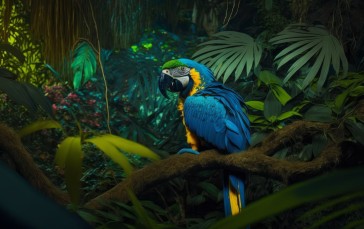AI Art, Parrot, Jungle, Animals, Nature Wallpaper