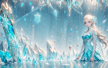 AI Art, Women, Elsa, Snow, Disney, Ice Wallpaper