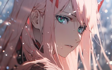 Pink Hair, Anime Girls, Darling in the FranXX, Zero Two (Darling in the FranXX), AI Art Wallpaper