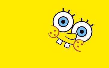 Spongebob, Cartoon, TV Series, Yellow Background, Minimalism Wallpaper