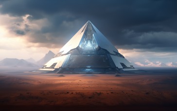 AI Art, Illustration, Science Fiction, Pyramid, Sunlight Wallpaper