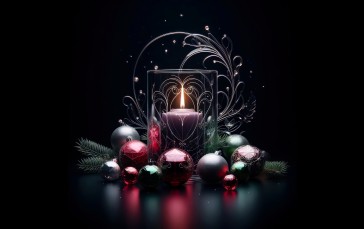 Christmas, Christmas Lights, Simple Background, AI Art, Joyful Wallpaper