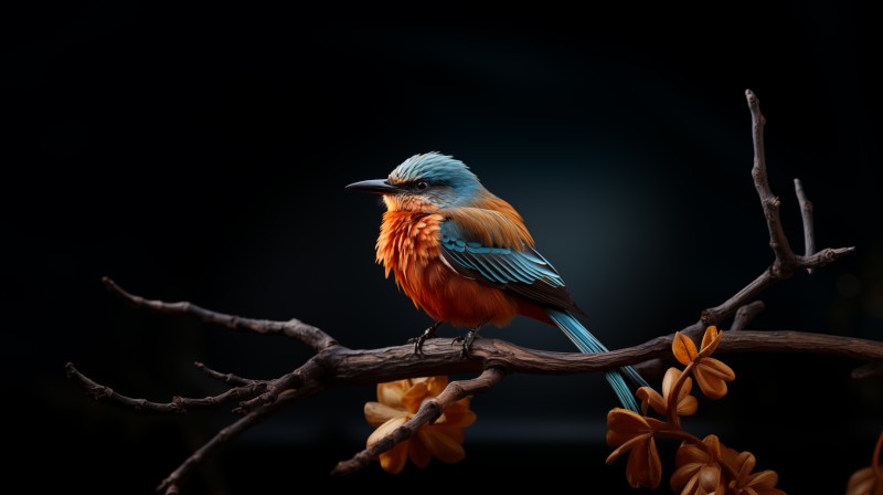 AI Art, Birds, Animals, Branch, Simple Background, Digital Art Wallpaper
