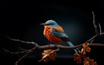 AI Art, Birds, Animals, Branch, Simple Background, Digital Art Wallpaper