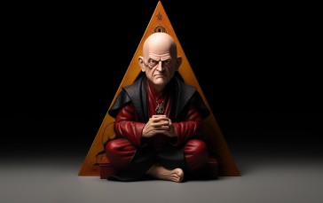Aleister Crowley, Dark, Occult, AI Art, Sitting, Simple Background Wallpaper