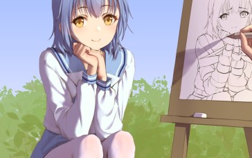 Pantyhose, Anime Girls, Portrait Display, Smiling, Yellow Eyes Wallpaper