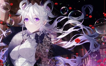 Anime, Anime Girls, Long Hair, White Hair, Purple Eyes Wallpaper