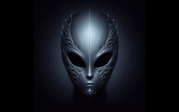 AI Art, Dark, Black, Alien (Creature), Eyes, Simple Background Wallpaper