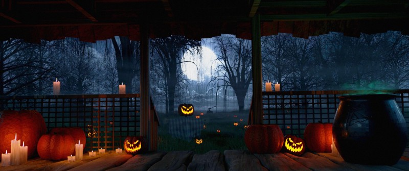 Blender, Halloween, Candles, Pumpkin Wallpaper