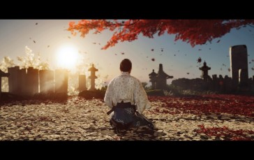 Ghost of Tsushima , Video Game Characters, Video Games, Petals, Sunset, Sunset Glow Wallpaper