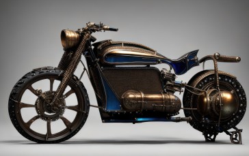 AI Art, Motorcycle, Vehicle, Steampunk Wallpaper