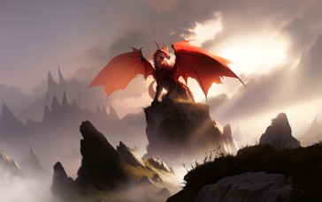 Dragon, AI Art, Dungeons & Dragons, Sky Wallpaper
