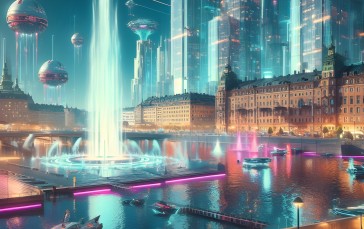 Stockholm, AI Art, Futuristic, Digital Art Wallpaper