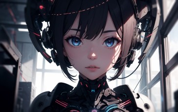 AI Art, Women, Anime Girls, Cyber, Cybernetics, Digital Art Wallpaper