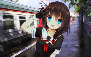 Animeirl, Black Dress, School Uniform, Train Wallpaper