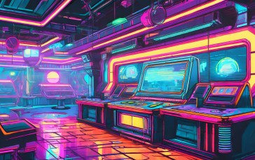 AI Art, Digital Art, Cyberpunk, Arcade , 1980s Wallpaper