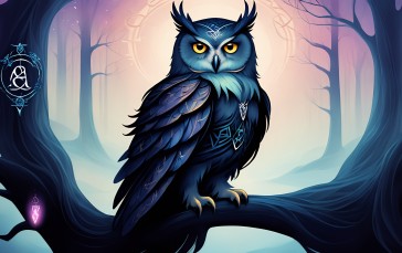 AI Art, Fantasy Art, Owl, Looking at Viewer Wallpaper