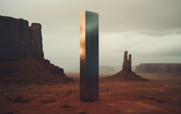 AI Art, Monolith, Monument Valley, Painting, Digital Art Wallpaper
