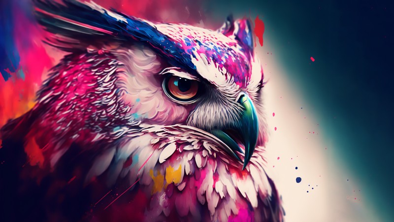 Owl, Painting, Animals Wallpaper