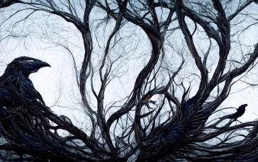 Raven, Abstract, AI Art, Birds Wallpaper
