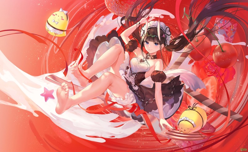 Anime, Anime Girls, Horns, Maid Wallpaper