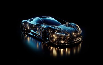 AI Art, Vehicle, Car, Simple Background, Black, Gold Wallpaper