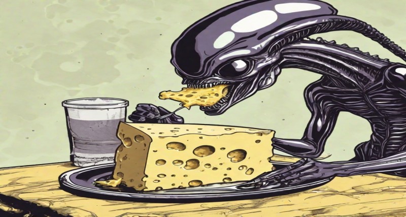 Aliens, Cheese, AI Art Wallpaper