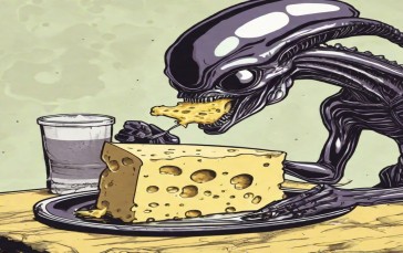 Aliens, Cheese, AI Art Wallpaper
