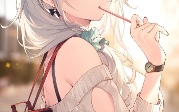 Anime, Anime Girls, Silver Hair, Yellow Eyes Wallpaper