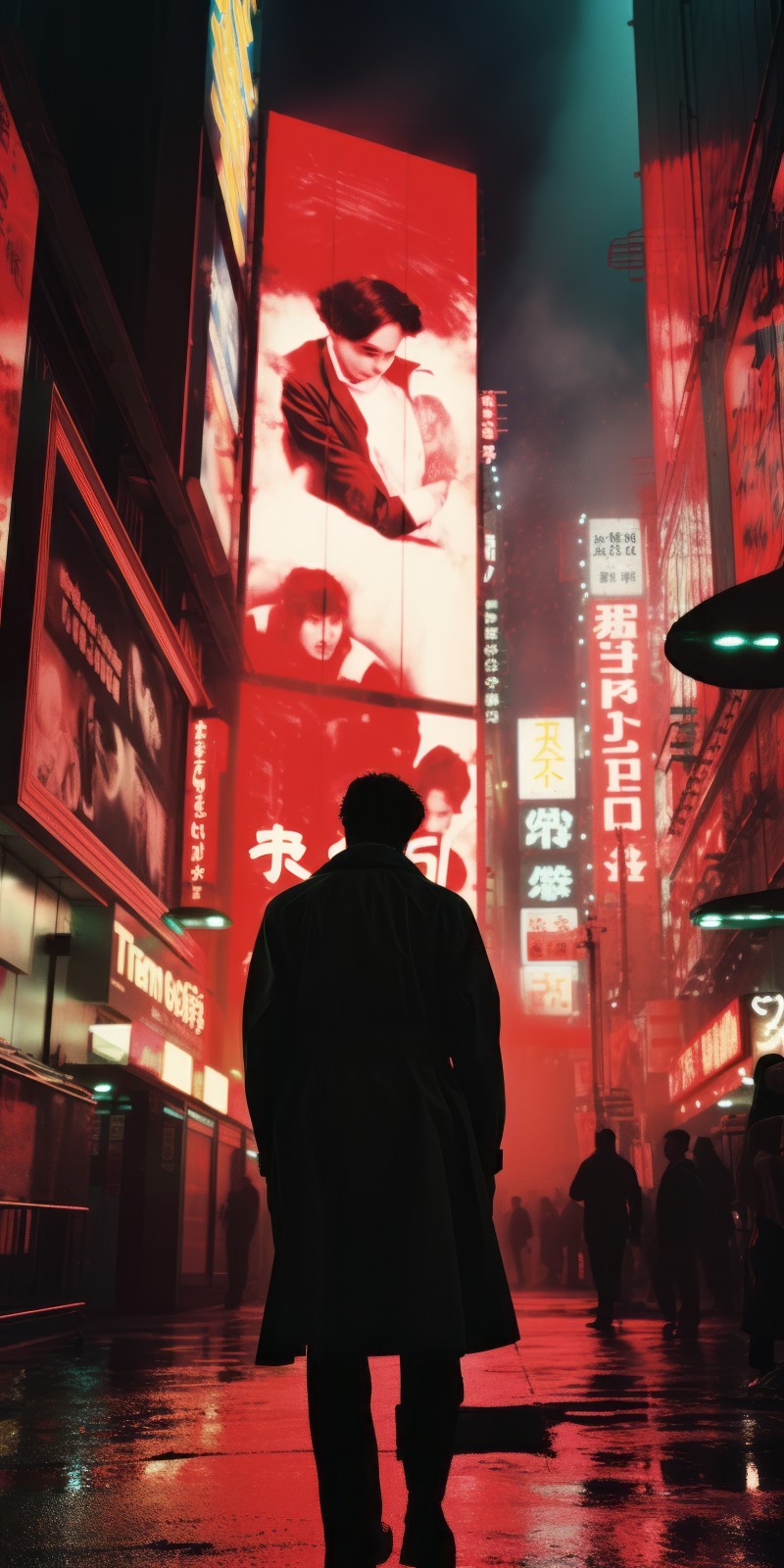 AI Art, Cyberpunk, Men, Tokyo, Portrait Display Wallpaper