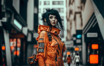 AI Art, City, Cyberpunk, Women Wallpaper