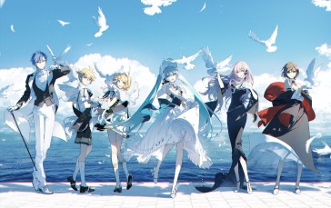 Hatsune Miku, Anime, Kagamine Len, Birds, Kagamine Rin Wallpaper