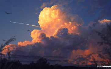Artwork, Digital Art, Clouds, Sunset Glow Wallpaper