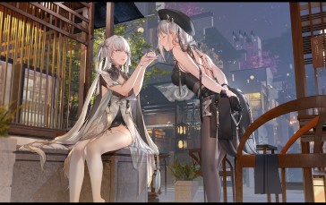 Anime, Anime Girls, Standing, Sitting Wallpaper