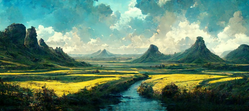 Landscape, AI Art, Midjourney, River Wallpaper