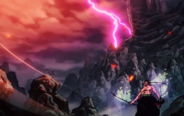 One Piece, Roronoa Zoro, Anime Screenshot, Fighting, Digital Art Wallpaper