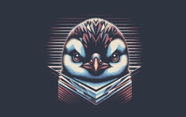 Linux, Simple Background, Minimalism, Penguins, Animals, Digital Art Wallpaper