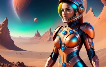AI Art, Women, Colorful, Space Wallpaper