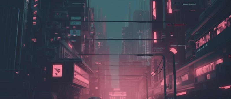 AI Art, Cyberpunk, Synthwave, Cityscape Wallpaper