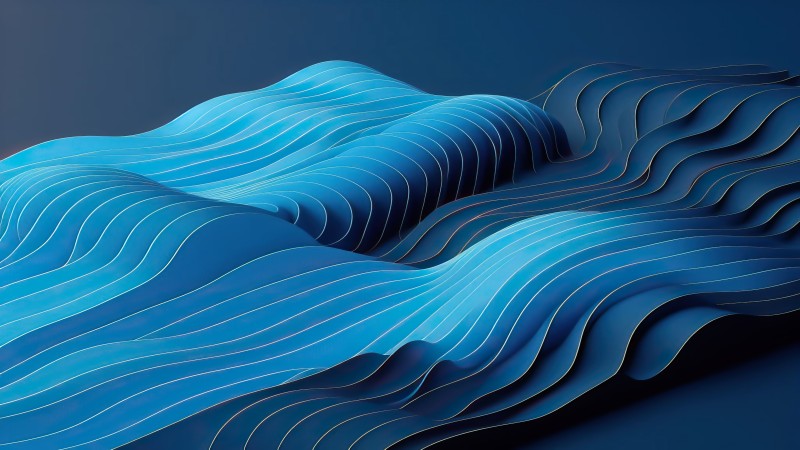 AI Art, Windows 11, Windows 10, Blue, Waves Wallpaper